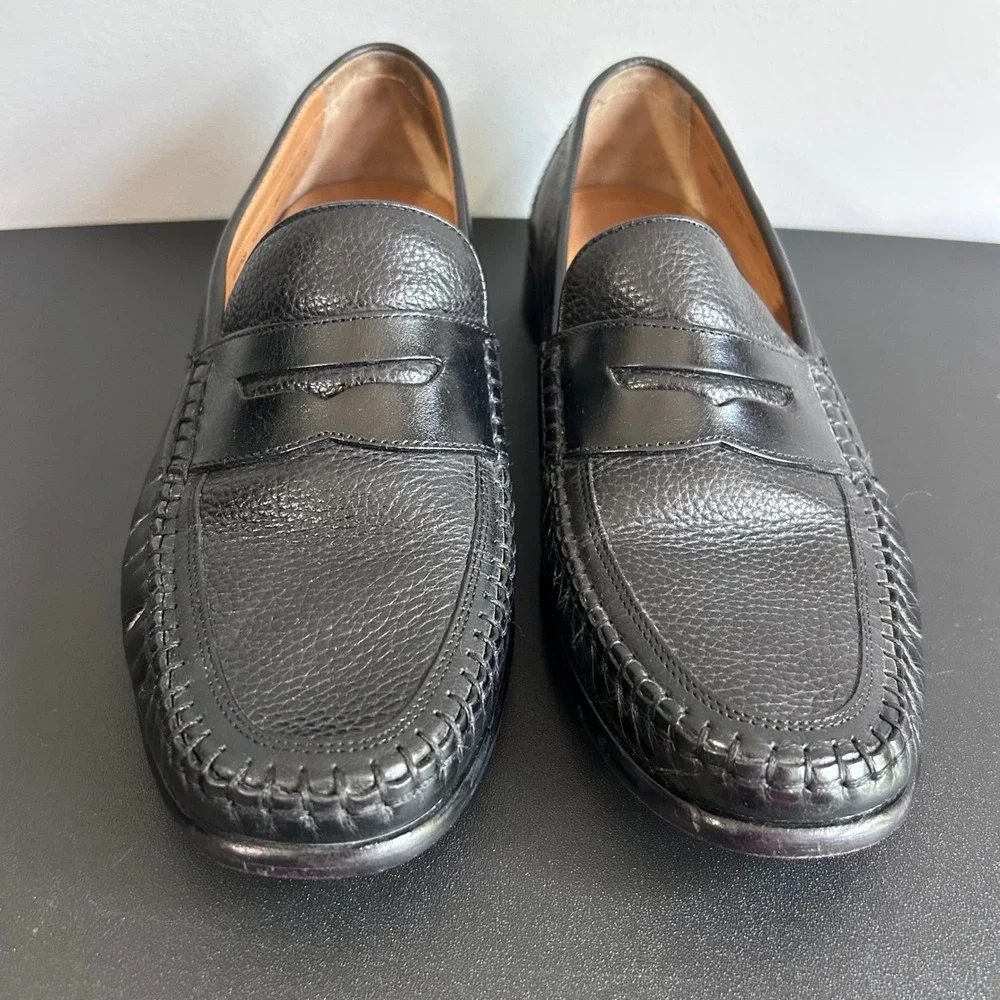 Florsheim Mens Black Pebbled Leather Penny Loafers 12120-001 Size 10.5 D
